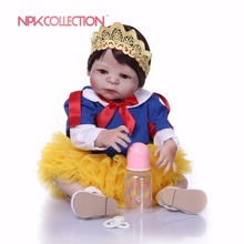 NPK 57CM Snow White Full Body Silicone Girl Reborn Babies Doll Toys Princess Babies Doll Wig Hair Birthday Gift Xmas gift 2024 - buy cheap