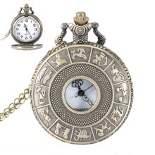 Vintage steampunk constellation zodíaco relógio de bolso dial 4.7cm pingente colar corrente relógio presente romântico para o marido ll @ 17 2024 - compre barato