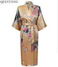 Fashion Gold Chinese Women's Silk Rayon Robe Kimono Bath Gown Lady Spring Nightgown Mujer Pijama Size S M L XL XXL XXXL Xsz026A 2024 - buy cheap