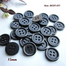 144 pcs 15mm (5/8 ") 4 buracos resina costura botões para vestuário camisola cardigan fina borda preta botões de costura suprimentos 2024 - compre barato