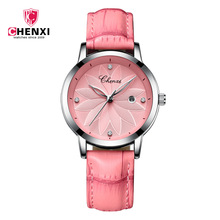 Fashion Chenxi 303l New Design Ladies Watches Elegant Rhinestone Female Quartz Women Leather Strap Calendar Watch Montre Femme 2024 - buy cheap