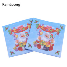 [RainLoong] Christmas Santa Paper Napkins Tissue Serviettes For Christmas Party Decoration Decoupage 33*33cm 1 pack   2024 - buy cheap