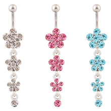 Navel rings plum flower fashion body piercing flower belly rings body jewelry Wholesale 14G stainless steel bar 2024 - buy cheap