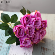 YO CHO Rose Petal Wedding Flower Bouquet Artificial Flower For Home Decoration Vase Arranging Flower Accessory Photography Props 2024 - buy cheap