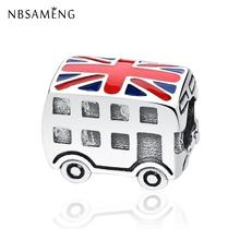 Real 925 Sterling Silver Beads Charm Glaze Union Flag Bus Enamel Beads Fit Original  Bracelets Necklace Women DIY Jewelry 2024 - buy cheap