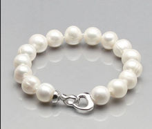 Natural breeding freshwater pearl bracelet white 9-10mm 8 inches 2PCS 2024 - buy cheap