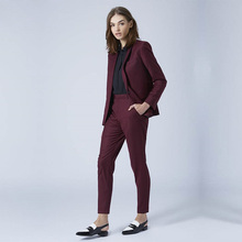 Женский офисный костюм, облегающий деловой костюм из 2 предметов, цвета: Бургундский, красный 2024 - купить недорого