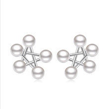 New Fashion Silver Plated Earrings For Women Jewelry Trendy Pearl Star Stud Earrings For Girl Lady Christmas Gift 2024 - buy cheap