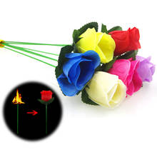 Реквизит для магических трюков романтическая роза сцена крупный план магический трюк 25,5 см ффонарь-Роза фокусы популярный огонь пламя появляющийся цветок 2024 - купить недорого