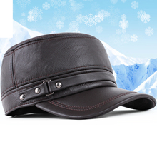 GBCNYIER-Sombrero de Cuero de vaca Real de cuero para hombre, visera de protección para la oreja, informal, de invierno 2024 - compra barato