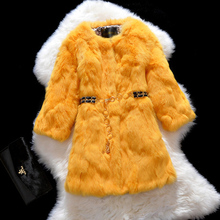 EMS Free shipping 2014 new Luxury Rabbit Fur Coat Jacket  Ladies Fur Outerwear plus size  Women's real rabbit fur Overcoat 2024 - buy cheap