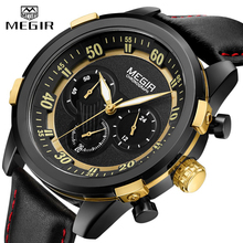 MEGIR Men's Watches Fashion Luxury Quartz Watch Men Leather Strap Waterproof Sport Military Wrist Watch Male Clock Reloj Hombre 2024 - buy cheap