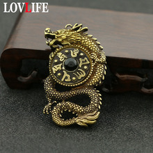 Vintage Brass Mantra Lucky Beads Dragon Pendants Keychains Jewelry Pure Copper Car Key Chains Pendant Retro Metal Craft Handmade 2024 - buy cheap