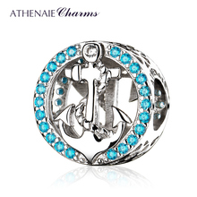 ATHENAIE Popular 100% 925 Sterling Silver Symbol Of Stability Anchor Blue Charms Beads for Bracelet Women Fashion Jewelry 2024 - buy cheap