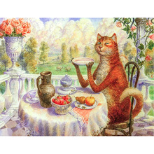 Diamond Painting Full drill square/round Kitten eating Mosaic DIY Diamond Painting Cross Stitch Embroidery Home Decor 2024 - buy cheap