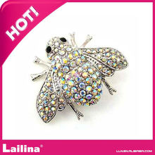 AB Crystal Silver Plated Rhinestone Bee Brooch Pin 50mm 2024 - buy cheap