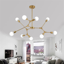 Lustre suspenso moderno de teto, luminária suspensa de teto preto dourado para decoração de sala de estar, casa e sala de jantar 2024 - compre barato