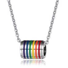 Gay Pride Chain Necklace Pendents Big Spacers Bisexual LGBT Jewelry Lesbian Rainbow Lovers Marriage Gift Stainless Steel Pendent 2024 - buy cheap