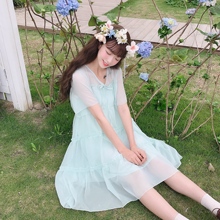 Vestido fresco de verano para mujer, ropa de princesa japonesa, dulce y encantadora, con volantes, informal, 2019 2024 - compra barato