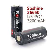 Soshine-bateria original lifepo4 26650 v, 3.2 mah/3200mah, 2 peças, bateria recarregável, com estojo para bateria 2024 - compre barato