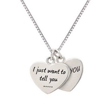 2015 New Mother Gift Double Hearts pandant Necklace "I just want to tell you ... I love you" For Mom & Lover's Fashion jewelry 2024 - buy cheap