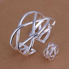 Hot selling 925 jewelry silver plated jewelry set  fashion jewelry set Cross Bangle&Ring Jewelry Set SMTS311 2024 - buy cheap