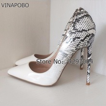 Brand Fashion Women Pumps white Snake Printed Women Shoes Sexy 12CM High Heels 2018 Pointed Toe Women wedding Party shoes Woman 2024 - buy cheap