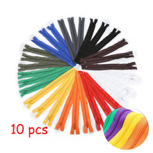 Zíperes de fivela coloridos de nylon, acessórios diy para costura de roupas e vestuário de 20cm com 10 peças 2024 - compre barato