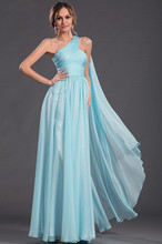 Vestidos De Noche Azul cielo, línea A, un hombro, gasa, elegante, largo, Formal, para fiesta, baile De graduación 2024 - compra barato