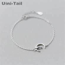 Pulseira de prata esterlina 925 uini-tail, design original coreano, pulseira fofa de gatinho, lua, personalidade, pequeno animal, joia de moda gn242 2024 - compre barato