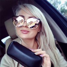 Óculos de sol gatinho rosa feminino, óculos extragrandes de designer de marca de luxo, lentes planas, para dirigir, uv400 2024 - compre barato