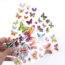 JESJELIU-Juego de 2 hojas coloridas de mariposas en 3D, dibujos animados, álbum de recortes, pegatinas hinchadas para niños, pegatinas para juguetes, papelería 2024 - compra barato