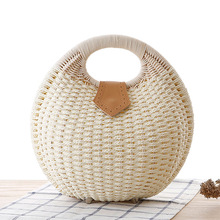 Bolsa feminina de palha, sacola de rattan boêmia feita à mão, ninho, caracol, concha de praia, vintage, bolsa de mão 2024 - compre barato