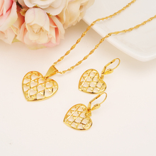 Gold dubai india heart  African jewelry Set Necklace pendant Earrings Ethiopia wedding bridl jewelry sets for women girl gifts 2024 - buy cheap