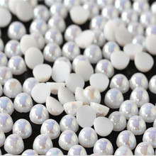 MHS.SUN-Cuentas de perlas planas para decoración de uñas, 1,5mm-12mm, Color blanco AB, DIY, plástico ABS, imitación, Media perla 2024 - compra barato