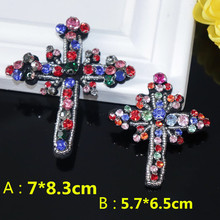 Beaded Crystal Rhinestones Cross Design Patches Applique Sew on Patches Clothes Bags Decorated DIY Sewing 2024 - buy cheap