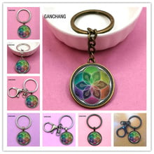 Keychain Flower of Life Photo Glass Convex Pendant Keychain 2024 - buy cheap