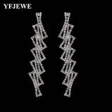 YFJEWE New 2018 Silver Color Statement Geometric Crystal Pendientes Earrings for Women Fashion Drop Earring Brincos E503 2024 - buy cheap