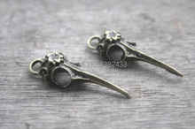 8pcs-Flower Vulture Bird Skull Head bronze tone Steampunk Charm Jewelry Making  41x13x9mm 2024 - buy cheap