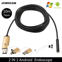 Jcwhcam-endoscópio usb portátil, 7mm, lente, 10m, câmera otg, android, 2 em 1, flexível 2024 - compre barato