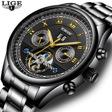 LIGE Mens Mechanical Watch Stainless Steel Waterproof Watch Tourbillon Automatic WatchBusiness Fashion Clock Relogio Masculino 2024 - buy cheap