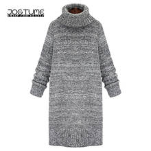 Autumn Winter Women Sweater Dress Plus Size Gray Warm Casual Knit Pullover Sweater Long Sleeve Turtleneck Chunky Sweater Dress 2024 - buy cheap
