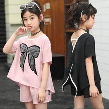 2019 Girls 2Pcs Summer Clothing set Kids Loose Ruffle Tops Shorts  Outfits Children Sets vetement fille For 6 8 10 12 14 Years 2024 - buy cheap