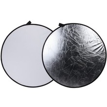 Reflector de fotografía redondo 2 en 1, 60cm, luz plegable plateada/blanca, difusor de luz para DSLR, foto y estudio 2024 - compra barato