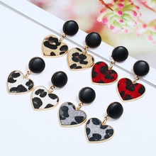 HOCOLE New Black Imitation Velvet Heart Geometric Leopard Drop Earrings For Women Statement Trend Jewelry Gifts Boho 2019 2024 - buy cheap