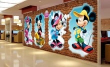 Papel de parede infantil personalizado, mouse, 3d, três dimensional tijolo, parede para quarto de criança, tecido de parede 2024 - compre barato