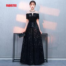 FADISTEE New arrival party dress evening dress Vestido de Festa sexy sequins short sleeves A-line prom gown little balck style 2024 - buy cheap