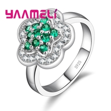 925 Sterling Silver Ring Flower Cute Romantic Style Starry Little Sparkling Embellishment Crystal Colorful For Women 2024 - buy cheap