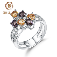 Драгоценный камень, разноцветный натуральный цитрин, дымчатый кварц, коктейльное кольцо, серебряные кольца с драгоценным камнем для женщин, ювелирные изделия 2024 - купить недорого