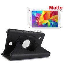 360 Degree Rotating Folio Stand Leather Case Cover +Matted Matte Film Guards For Samsung Galaxy Tab4 Tab 4 7.0 T230 T231 T235 7" 2024 - buy cheap